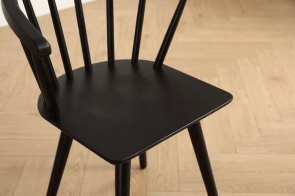 Solid Wood Windsor Curved Back Dining Chair with Armrest, Farmhouse Spindle Kitchen Side Chair, 3 Finishes Optional