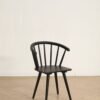 Solid Wood Windsor Curved Back Dining Chair with Armrest, Farmhouse Spindle Kitchen Side Chair, 3 Finishes Optional
