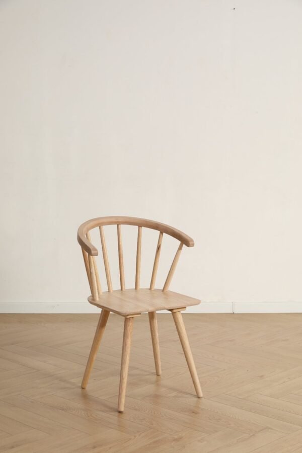 Solid Wood Windsor Curved Back Dining Chair with Armrest, Farmhouse Spindle Kitchen Side Chair, 3 Finishes Optional