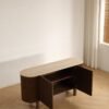 sideboard-product-display Fluted Wood Sideboard with Travertine Oval Top, Wabi-Sabi Storage Cabinet, Solid Wood Legs Credenza for Living Room Entryway