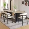 sintered-stone-two-leg-dining-packing Oval Travertine Stone Dining Table, Natural Stone Top Dinner Table with Solid Wood Base, Mid-Century Modern Dining Table for 6-8 People