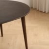 walnut-extendable-oval-dining-table-factory-supply Extendable Oval Oak Veneer Dining Table, Walnut Finish Expandable Kitchen Table with Solid Wood Legs, Seats 4-8 People, Detachable Legs Manual Assembly