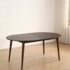 walnut-extendable-oval-dining-table-production-line Extendable Oval Oak Veneer Dining Table, Walnut Finish Expandable Kitchen Table with Solid Wood Legs, Seats 4-8 People, Detachable Legs Manual Assembly